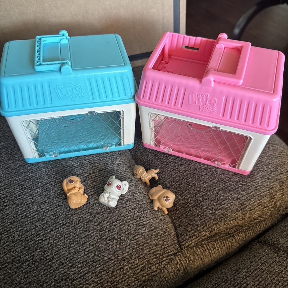 2 Little Live Pets Carrier & Lot Of 4‎ Tiny Animals Moose Toys